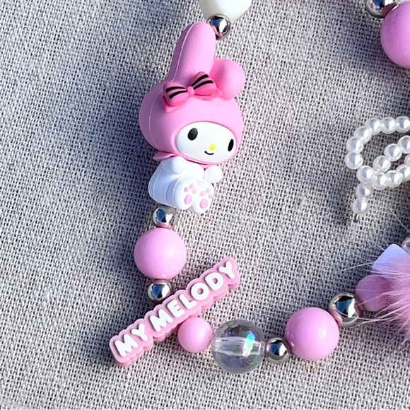 Sanrio My Melody Wrist Strap / Phone Charm Beaded, New with Tags, Circle Clip - Picture 3 of 17